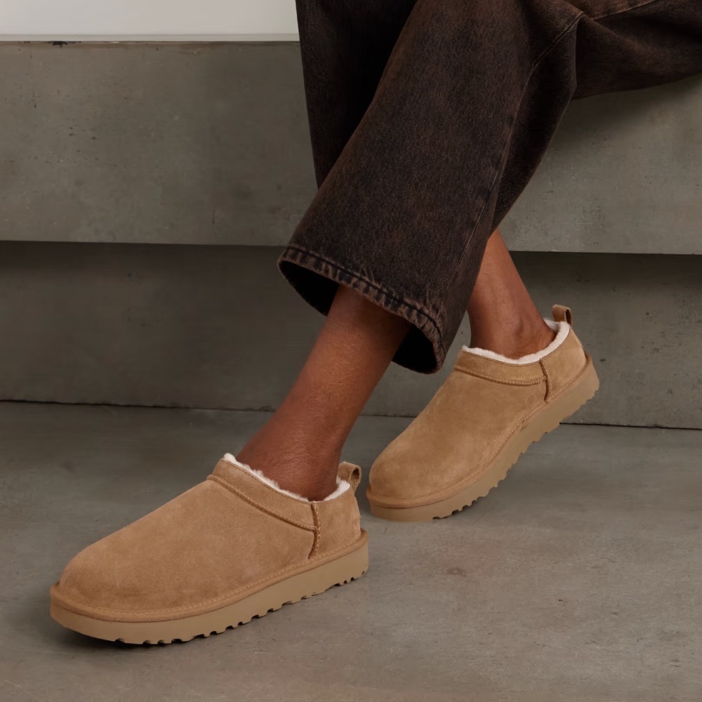 NEW UGG classic micro shearling Charcoal Suede Slip-Ons size 11 - Picture 3 of 12